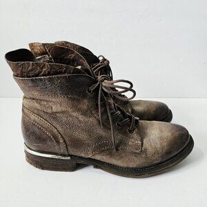 AS 98 Airstep italian Zipper Boho Biker Distressed Brown Boots Sz EU 37 US 6.5/7